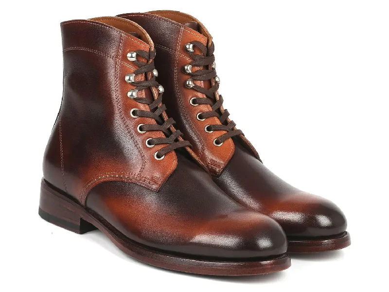 Paul Parkman Men's Burnished Leather Boots in Brown