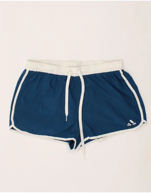 ADIDAS Womens Sport Shorts UK 14 Medium  Blue Colourblock Polyester