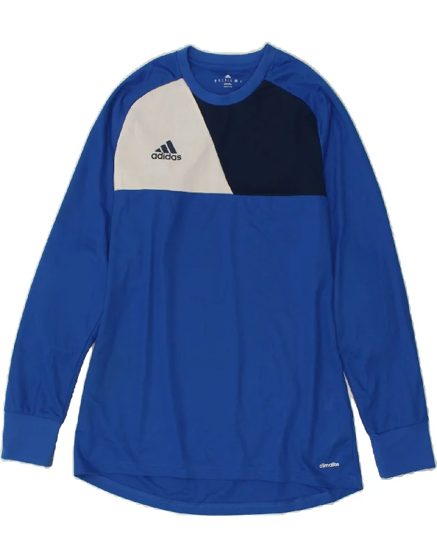 ADIDAS Mens Climalite Top Long Sleeve Medium Blue Colourblock Polyester