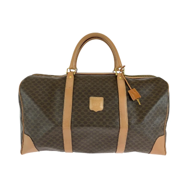 CELINE Boston Duffel bag PVC Brown Gold Metal Boston Duffel bag Handbag Macadam Pattern Women Used Authentic