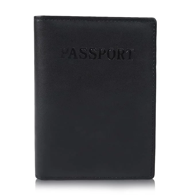 CIMONI® Genuine Leather Passport Holding Cover with Card Holder RFID Protected Passport Wallet Flap Closure Unisex Pouch - Black CIMONI® Genuine Leather Passport Holding Cover with Card Holder RFID Protected Passport Wallet Flap Closure Unisex Pouch - Black
