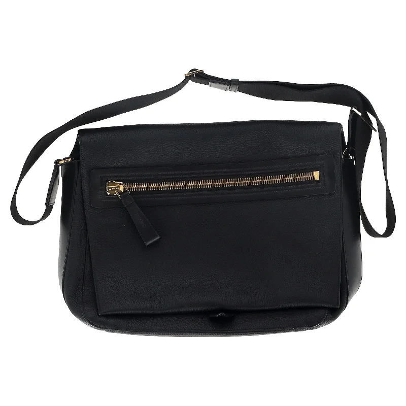 Tom Ford Buckley Messenger Bag in Black Leather