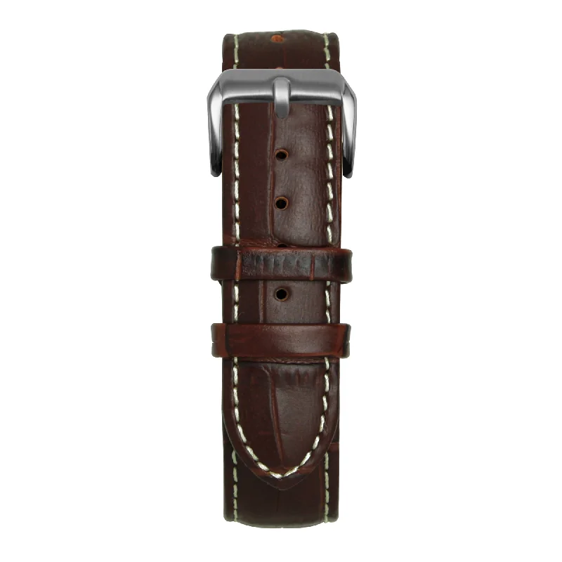 22' Dark Brown and White Bamboo Leather Strap