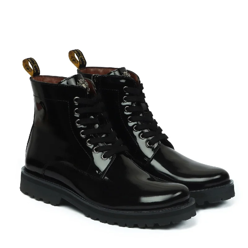 Black Ultra Light Weight Biker Boots Premium Authentic Patent Leather by Brune & Bareskin Black Ultra Light Weight Biker Boots Premium Authentic Patent Leather by Brune & Bareskin