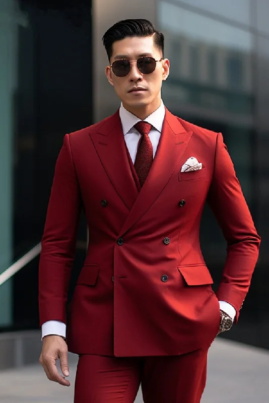 Men Red Double Breasted Suit Slim Fit Suit Groom Slim Fit Suit Elegant Red Suit Wedding Suit Bespoke Tailoring Men Red Double Breasted Suit Slim Fit Suit Groom Slim Fit Suit Elegant Red Suit Wedding Suit Bespoke Tailoring