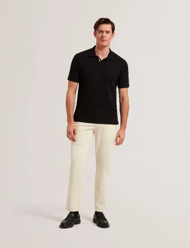 Redman Short Sleeve Regular Textured Polo Black