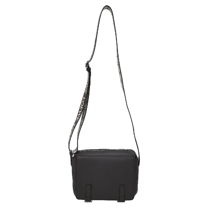 Loewe XS Military Messenger Bag in Black Leather