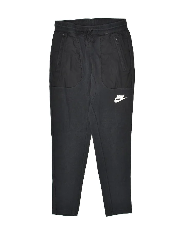 NIKE Mens Tracksuit Trousers Small Black Cotton
