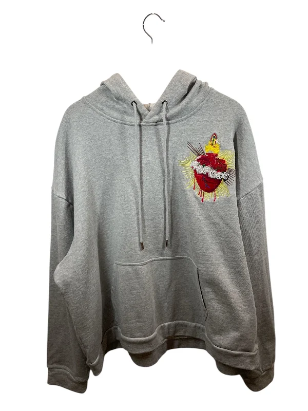 WHO DECIDES WAR/Hoodie/XXL/Cotton/GRY/heart embroidery