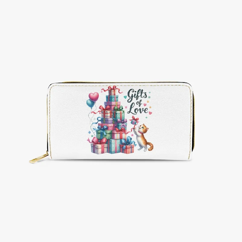 Long Type Zipper Purse - Christmas, Present Tree
