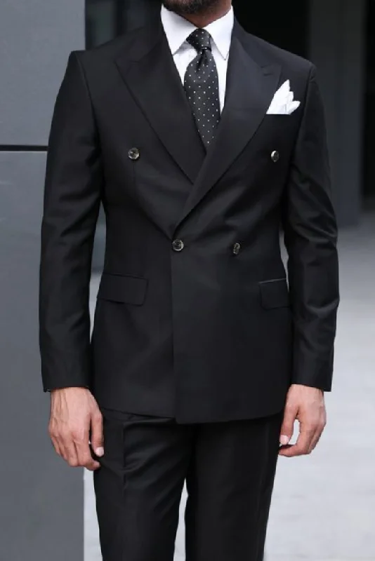 Men Black Double Breasted Suit 2 Piece Suit Dinner Suit Slim Fit Suit Elegant Suit Groom Wear Bespoke Men Black Double Breasted Suit 2 Piece Suit Dinner Suit Slim Fit Suit Elegant Suit Groom Wear Bespoke
