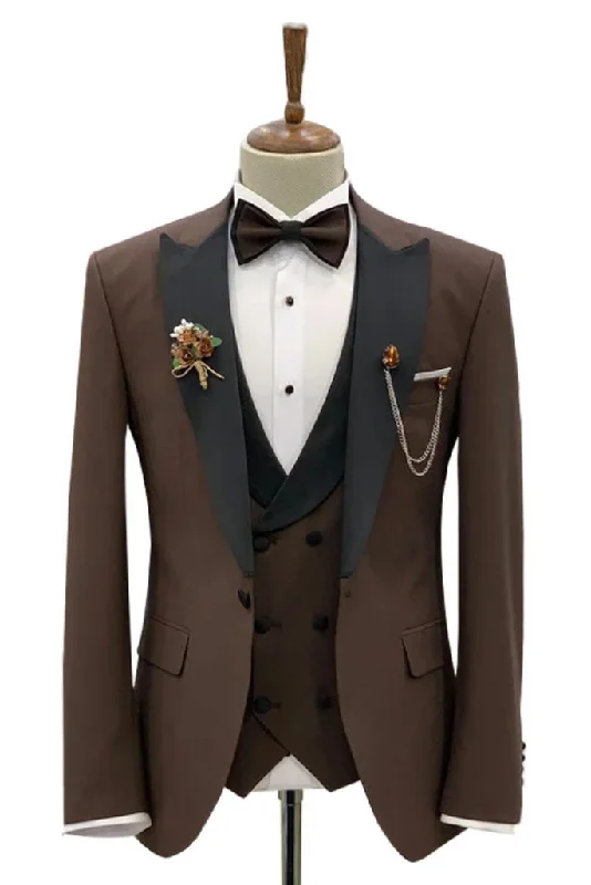 Men Brown Tuxedo Suit Three Piece Wedding Suit Slim Fit Suit Tuxedo Outwear Elegant Clothing Suit Bespoke Men Brown Tuxedo Suit Three Piece Wedding Suit Slim Fit Suit Tuxedo Outwear Elegant Clothing Suit Bespoke