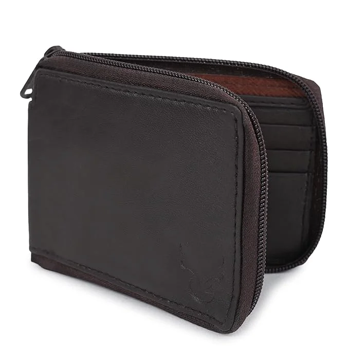 CIMONI® Premium Genuine Leather Wallet for Men BI Fold Round Zipper Wallet with RFID Protection Multi-Cards Slots (Color - Brown) CIMONI® Premium Genuine Leather Wallet for Men BI Fold Round Zipper Wallet with RFID Protection Multi-Cards Slots (Color - Brown)