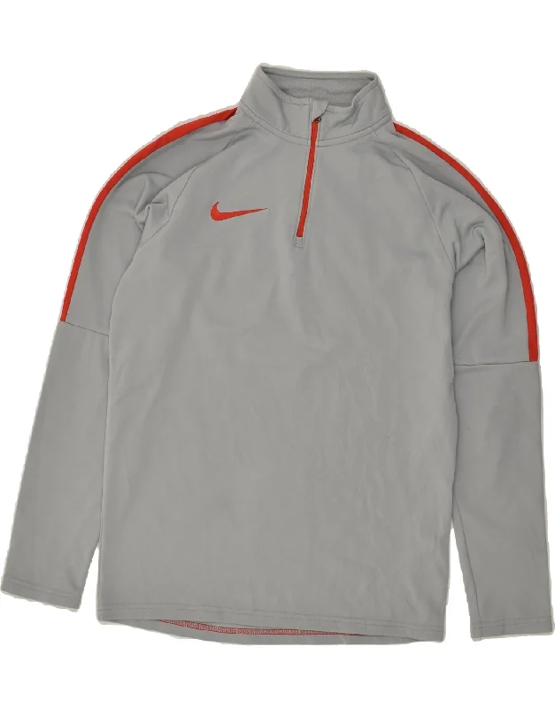 NIKE Mens Dri Fit Pullover Tracksuit Top Small Grey Polyester