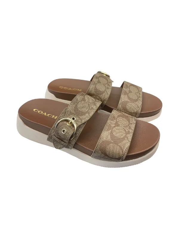 SANDALS DESIGNER by COACH In BROWN, Size: 9