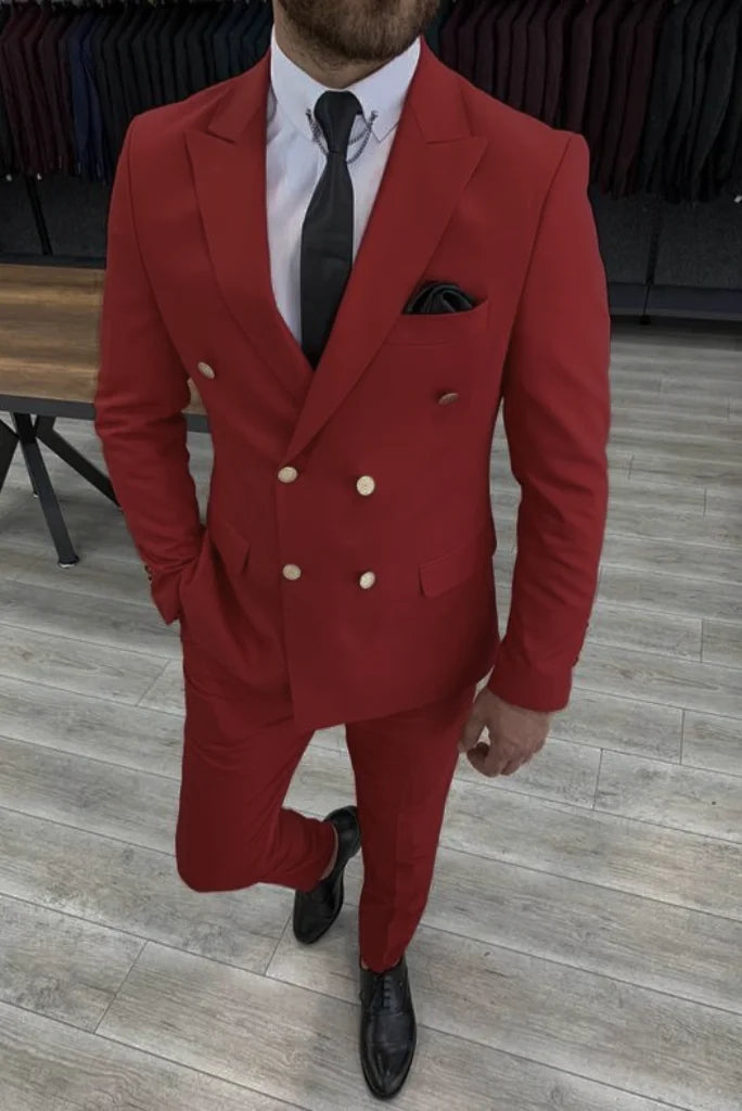 Men's Red Suit Double Breasted Suit Formal Wedding Stylish Suit Bespoke Mens Wear Tailoring Men's Red Suit Double Breasted Suit Formal Wedding Stylish Suit Bespoke Mens Wear Tailoring
