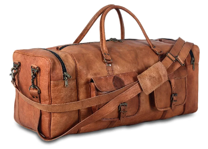 Leather Duffel Bag for Men – 32-Inch Large Travel Holdall, Gym, Sports, Overnight, and Weekend Bag Leather Duffel Bag for Men – 32-Inch Large Travel Holdall, Gym, Sports, Overnight, and Weekend Bag