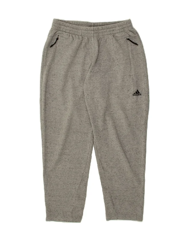 ADIDAS Mens Tracksuit Trousers Medium Grey Flecked Cotton
