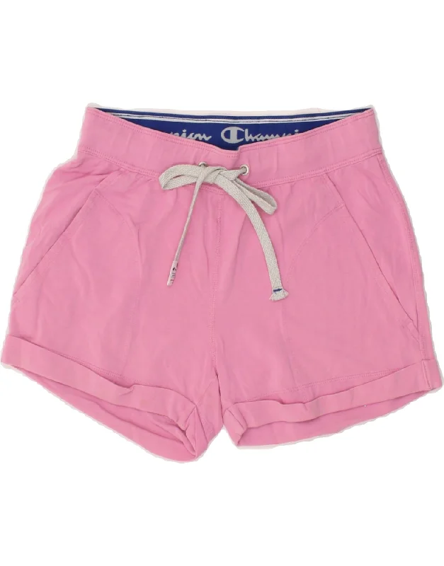 CHAMPION Womens Sport Shorts UK 4 XS  Pink Cotton