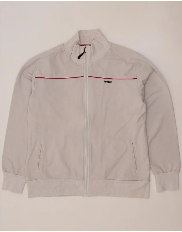 REEBOK Womens Tracksuit Top Jacket UK 18 XL White Cotton