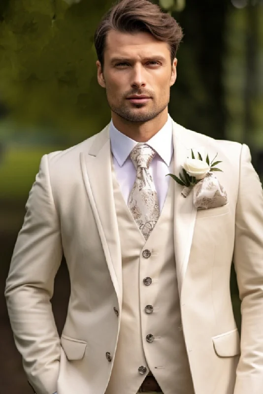 Men Premium Suit Wedding Cream Stylish Three Piece Suit Formal Groomsmen Wear Elegant Bespoke Gift For Mens Men Premium Suit Wedding Cream Stylish Three Piece Suit Formal Groomsmen Wear Elegant Bespoke Gift For Mens