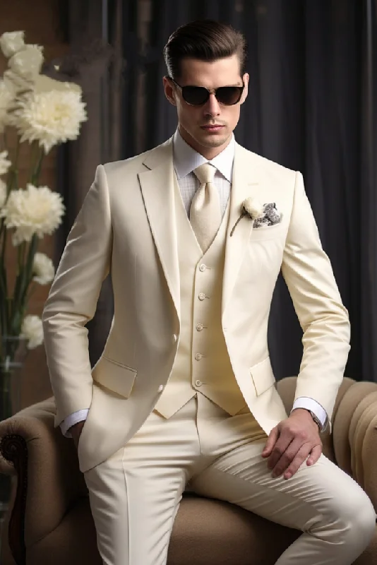 Mens Premium Three Piece Suit Elegant Slim Fit Suit Cream Suit Wedding Wear Candle Night Dinner Suit Bespoke Tailoring Mens Premium Three Piece Suit Elegant Slim Fit Suit Cream Suit Wedding Wear Candle Night Dinner Suit Bespoke Tailoring