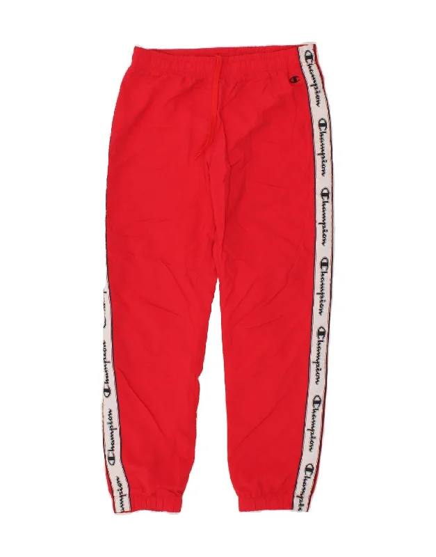 CHAMPION Mens Graphic Tracksuit Trousers Joggers Small Red Polyamide