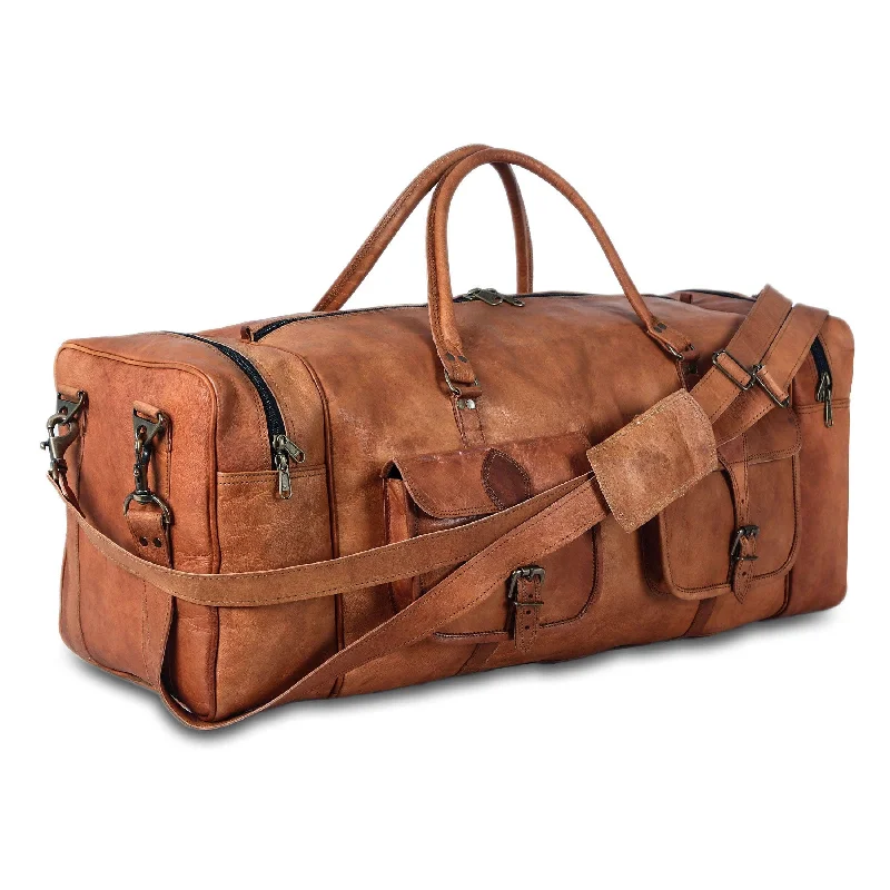 Leather Duffel Bag 30 inch Large Travel Bag Gym Sports Overnight Weekender Bag by Komal s Passion Leather Leather Duffel Bag 30 inch Large Travel Bag Gym Sports Overnight Weekender Bag by Komal s Passion Leather