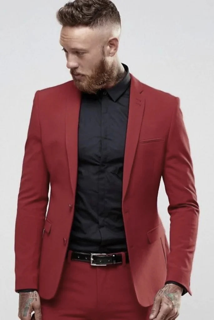 Man Classic Red Suit Wedding Formal Two Piece Suit Slim Fit Suit Tailoring Suit bespoke menswear Man Classic Red Suit Wedding Formal Two Piece Suit Slim Fit Suit Tailoring Suit bespoke menswear