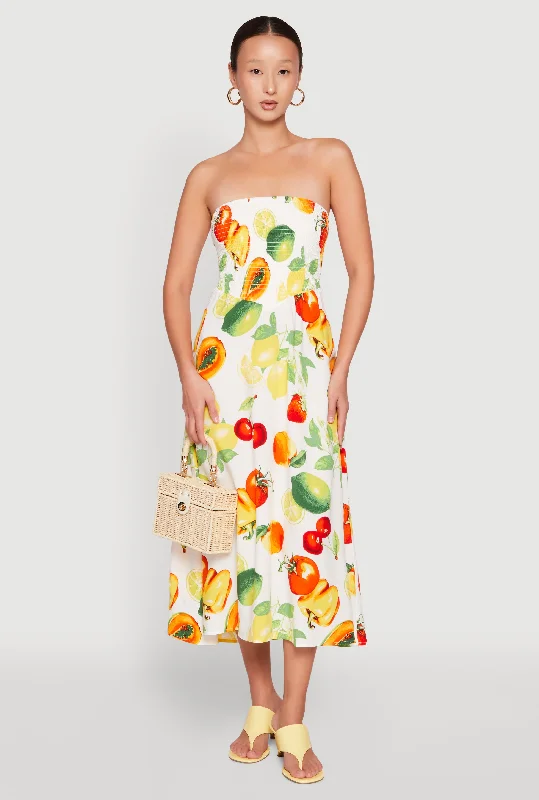Almost Famous Assorted Fruit Smocked Dress