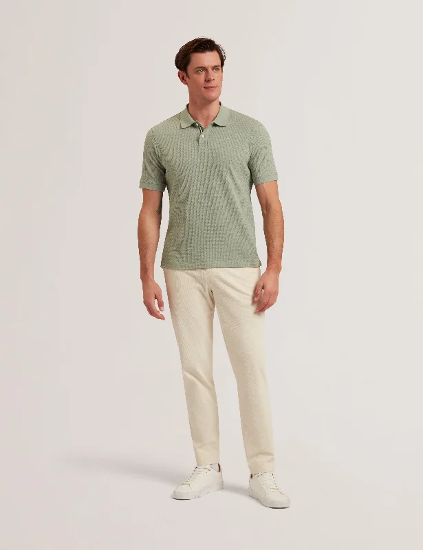 Redman Short Sleeve Regular Textured Polo Green