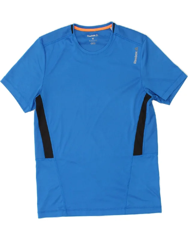 REEBOK Mens T-Shirt Top Medium Blue Colourblock Polyester