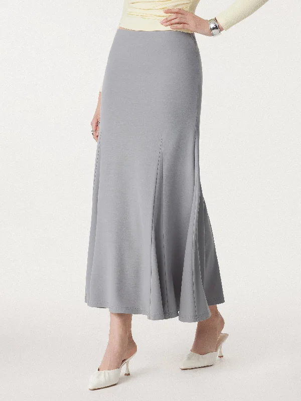 Fluid Mid Rise Pull-on Flared Maxi Skirt
