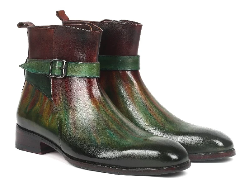 Paul Parkman Men's Jodhpur Boots in Green & Bordeaux