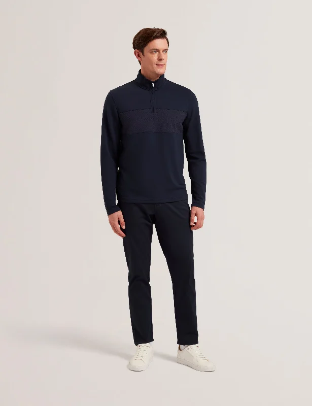 Simonea Long Sleeve Regular Herringbone Half-Zip Navy