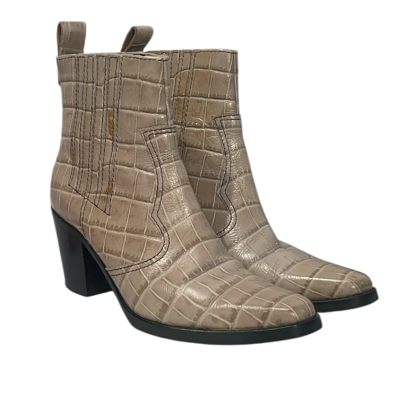 GANNI/Cowboy Boots/EU 41/Animal Pattern/Leather/CRM/