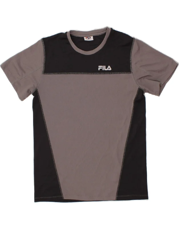 FILA Mens Graphic T-Shirt Top Medium Grey Colourblock Polyester
