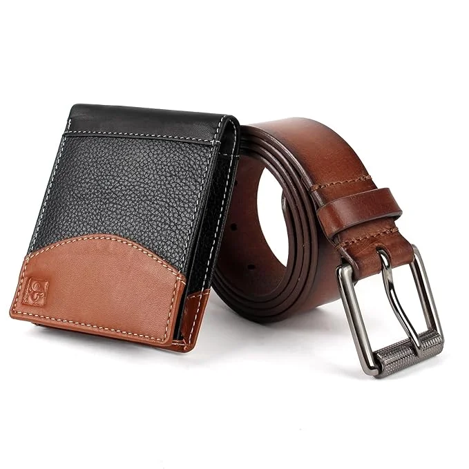 CIMONI® Premium Vegan Leather Belt & Wallet Combo for Men RFID Protection Dual Tone Wallets Classic Belts CIMONI® Premium Vegan Leather Belt & Wallet Combo for Men RFID Protection Dual Tone Wallets Classic Belts
