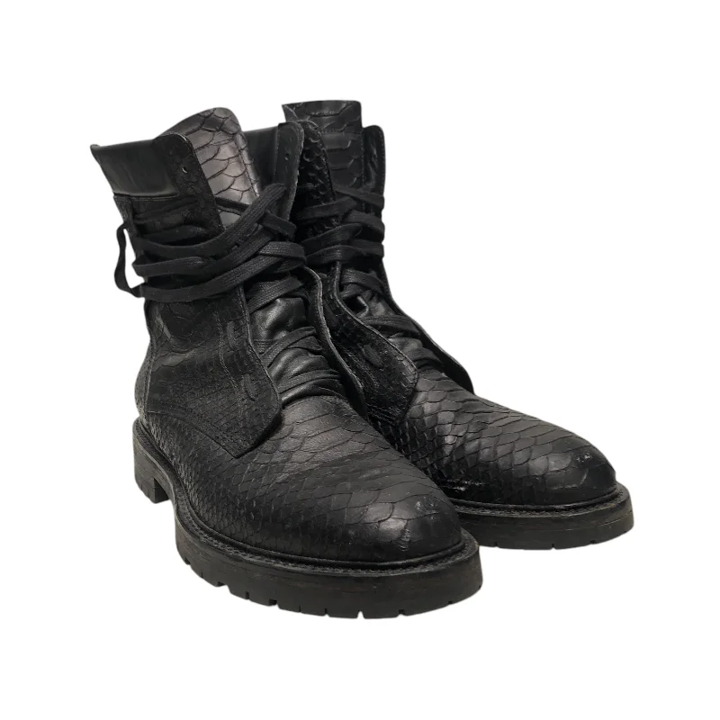 AMIRI/Lace Up Boots/US 12/Animal Pattern/Leather/BLK/snakeskin combat boots