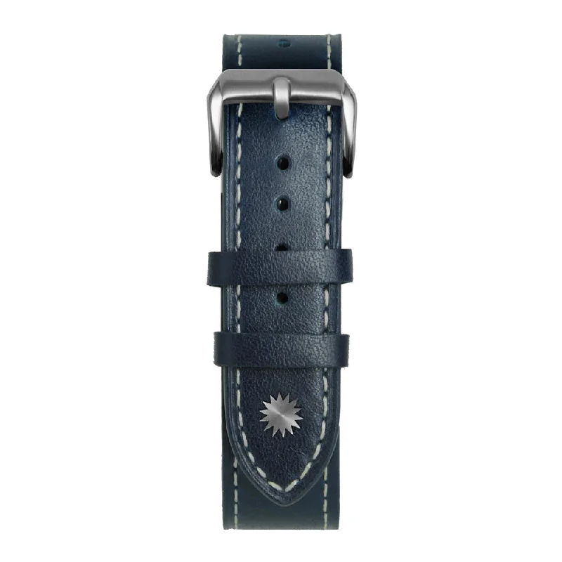 Blue/White leather
