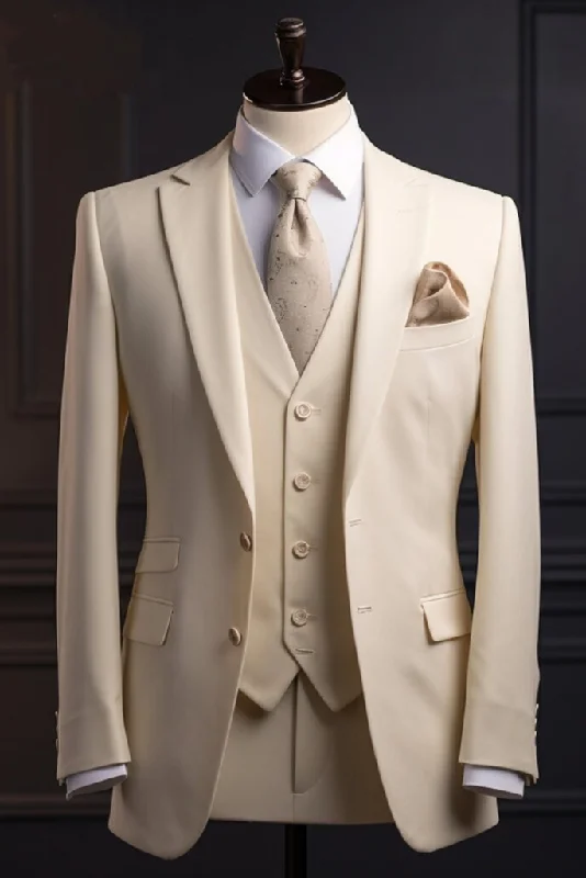 Men Slim Fit Suit Three Piece Suit Formal Stylish Cream Suit Bespoke Suit Elegant Groomsmen New Year Gift For Mens Men Slim Fit Suit Three Piece Suit Formal Stylish Cream Suit Bespoke Suit Elegant Groomsmen New Year Gift For Mens