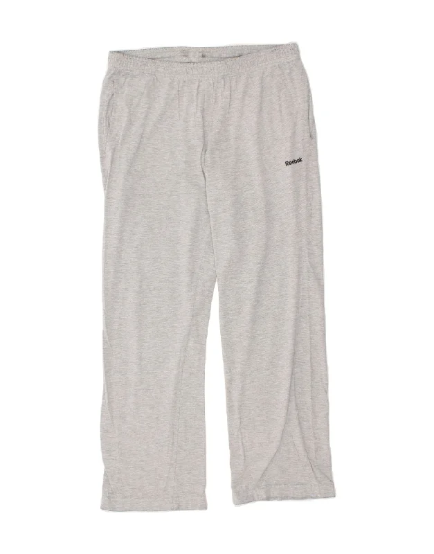 REEBOK Mens Tracksuit Trousers Medium Grey Cotton
