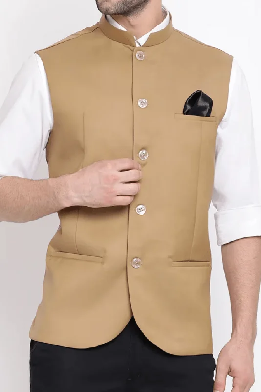 Men Nehru Half Jacket Beige Formal Wedding Jacket Party Wear Festival Jacket Man Traditional Wear Bespoke Men Nehru Half Jacket Beige Formal Wedding Jacket Party Wear Festival Jacket Man Traditional Wear Bespoke