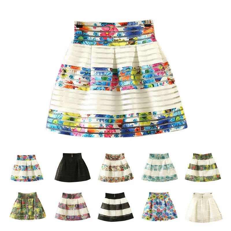 Summer 10 Colors Sexy Fashion Skirt Womens Foral fluffy Skirt Swing Skirt Ladies Tops Ball Gown