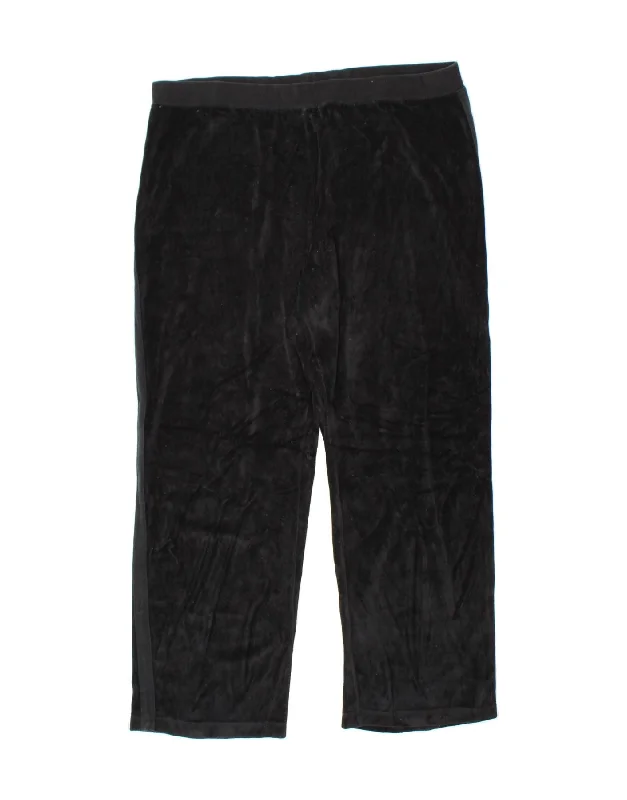 MOSSIMO Womens Velour Tracksuit Trousers UK 18 XL Black Cotton
