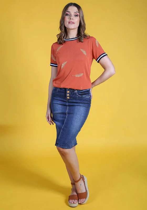 Rant & Rave Alicia Denim Button Up Skirt, Blue