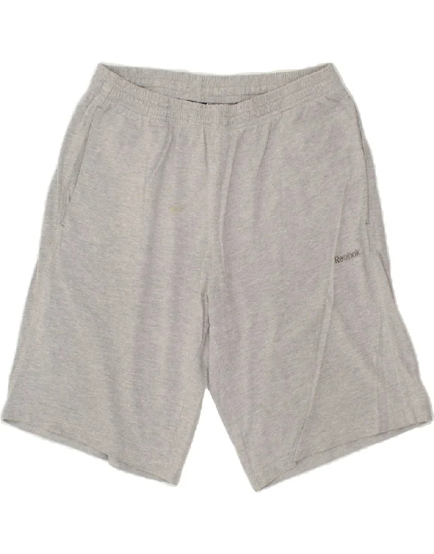 REEBOK Mens Sport Shorts Medium Grey Cotton