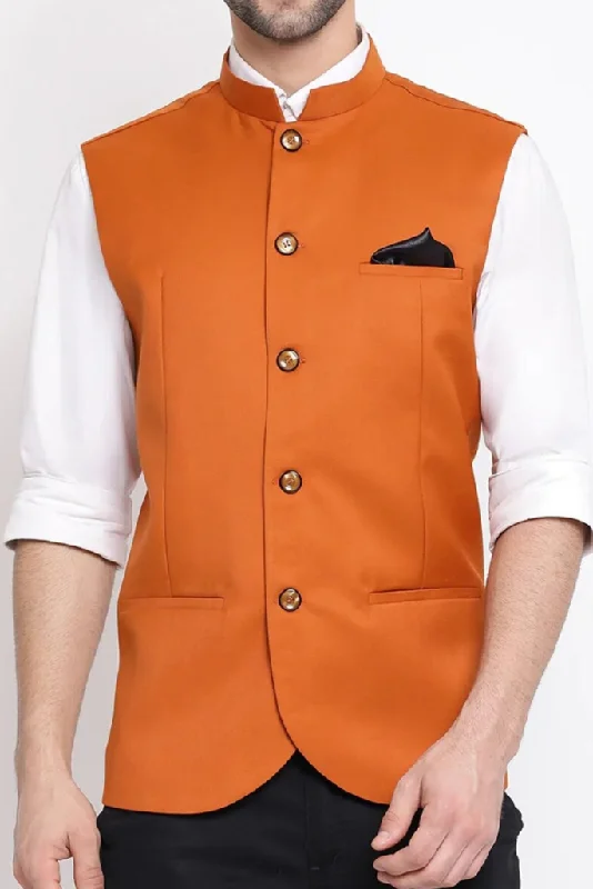 Men's Orange Nehru Wedding Functions Half Traditional Jacket Formal Jacket Indian Festival Wear Perfect for formal Party Wear Men's Orange Nehru Wedding Functions Half Traditional Jacket Formal Jacket Indian Festival Wear Perfect for formal Party Wear