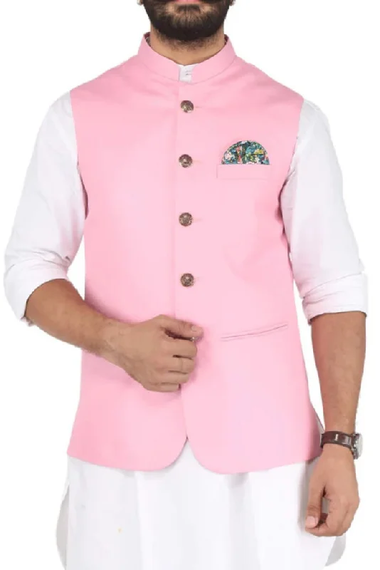 Men's Baby Pink Nehru Half Jacket Traditional Modi Jacket Indian Festival Jacket Wedding Jacket Half Elegant Men's Baby Pink Nehru Half Jacket Traditional Modi Jacket Indian Festival Jacket Wedding Jacket Half Elegant