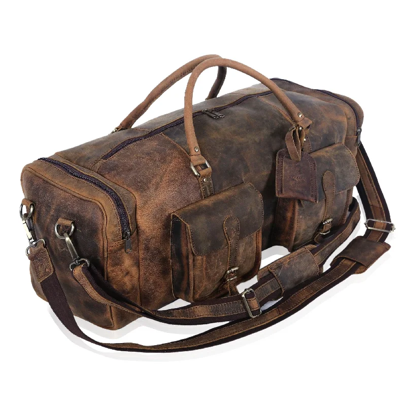 Leather Duffel Bag 28-Inch Large Travel Bag - Gym, Sports, Overnight, and Weekender Bag by Komal's Passion Leather (Buffalo Distressed Tan) Leather Duffel Bag 28-Inch Large Travel Bag - Gym, Sports, Overnight, and Weekender Bag by Komal's Passion Leather (Buffalo Distressed Tan)